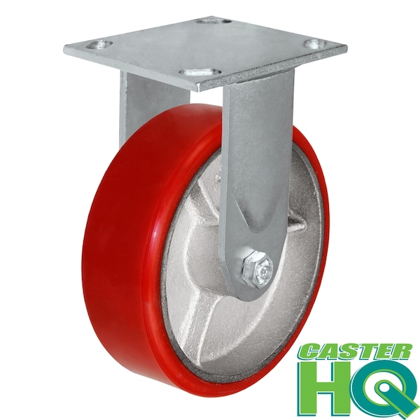 8"x2" Red Polyurethane on Iron Wheel, Rigid Caster, Capacity: 1, 40